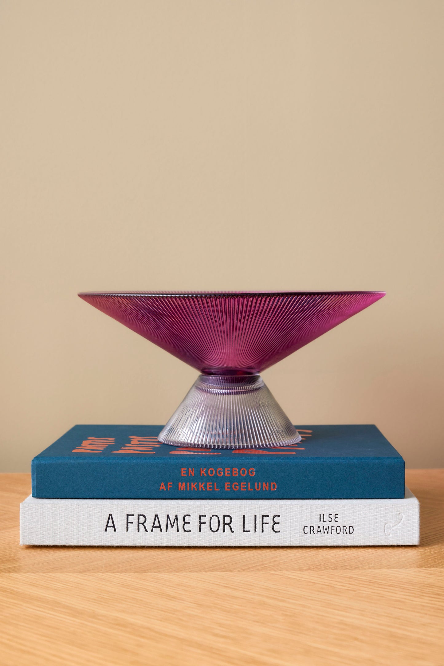 Structured Glass Bowl Grey/Pink