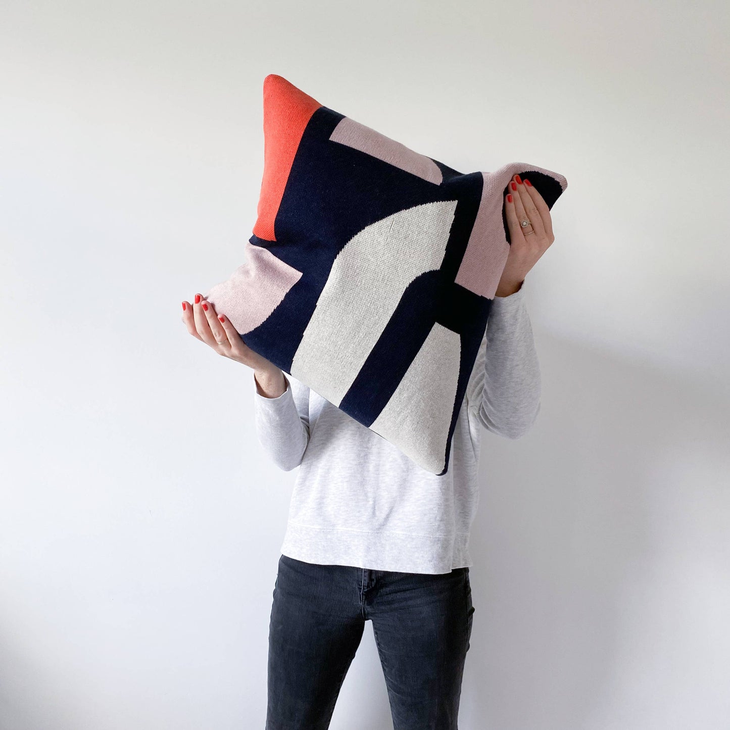 Cotton Knit Throw Pillow/Cushion - Bruten Navy