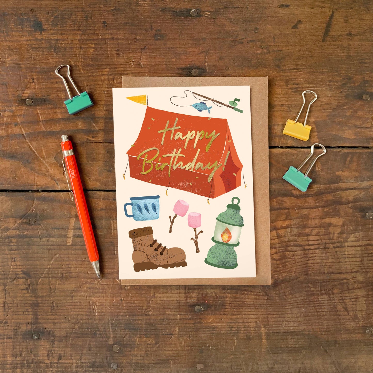 Birthday Camping Foiled Greeting Card