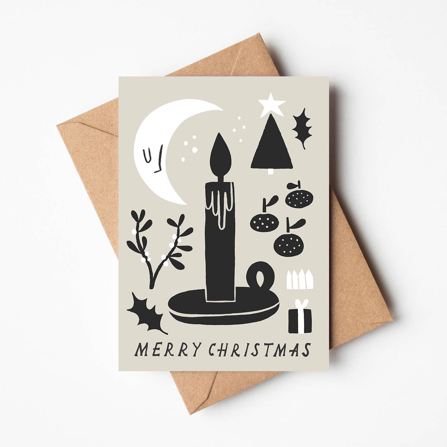 'Merry Christmas' Black and White Christmas Card