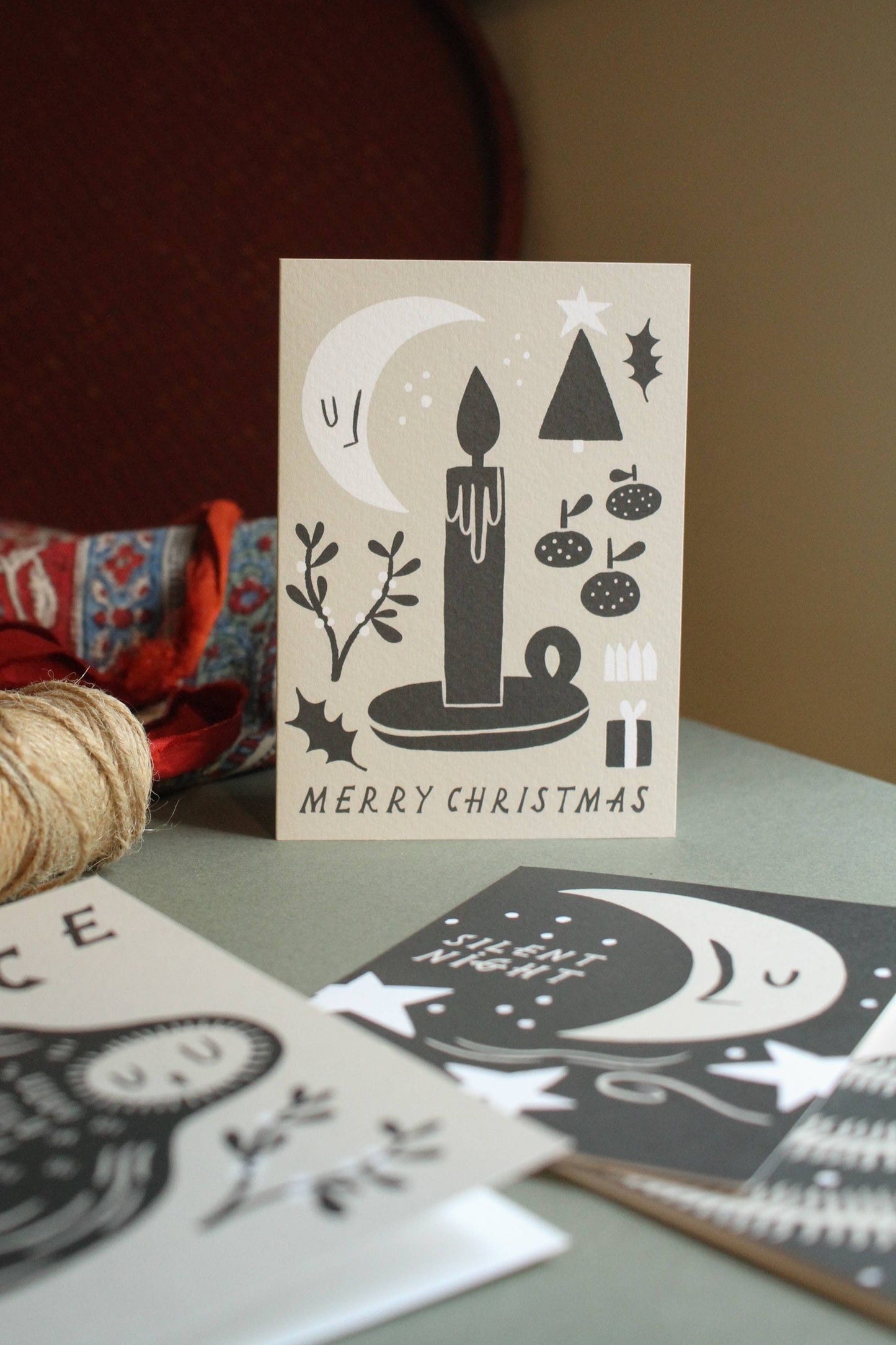 'Merry Christmas' Black and White Christmas Card