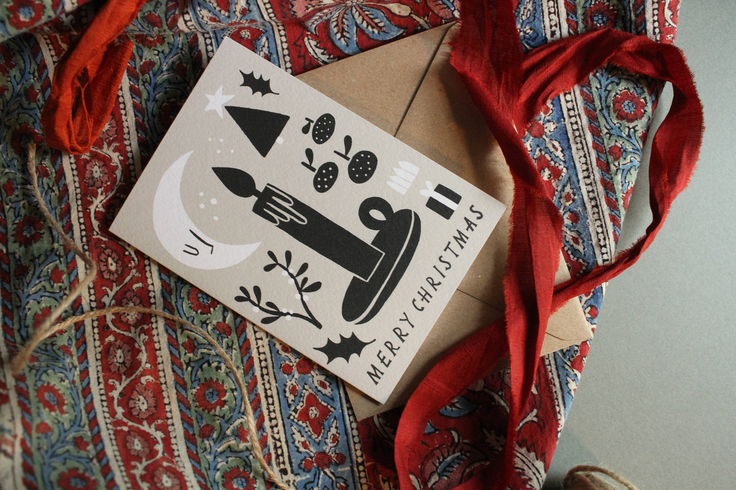 'Merry Christmas' Black and White Christmas Card