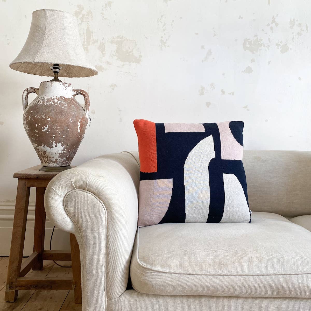 Cotton Knit Throw Pillow/Cushion - Bruten Navy