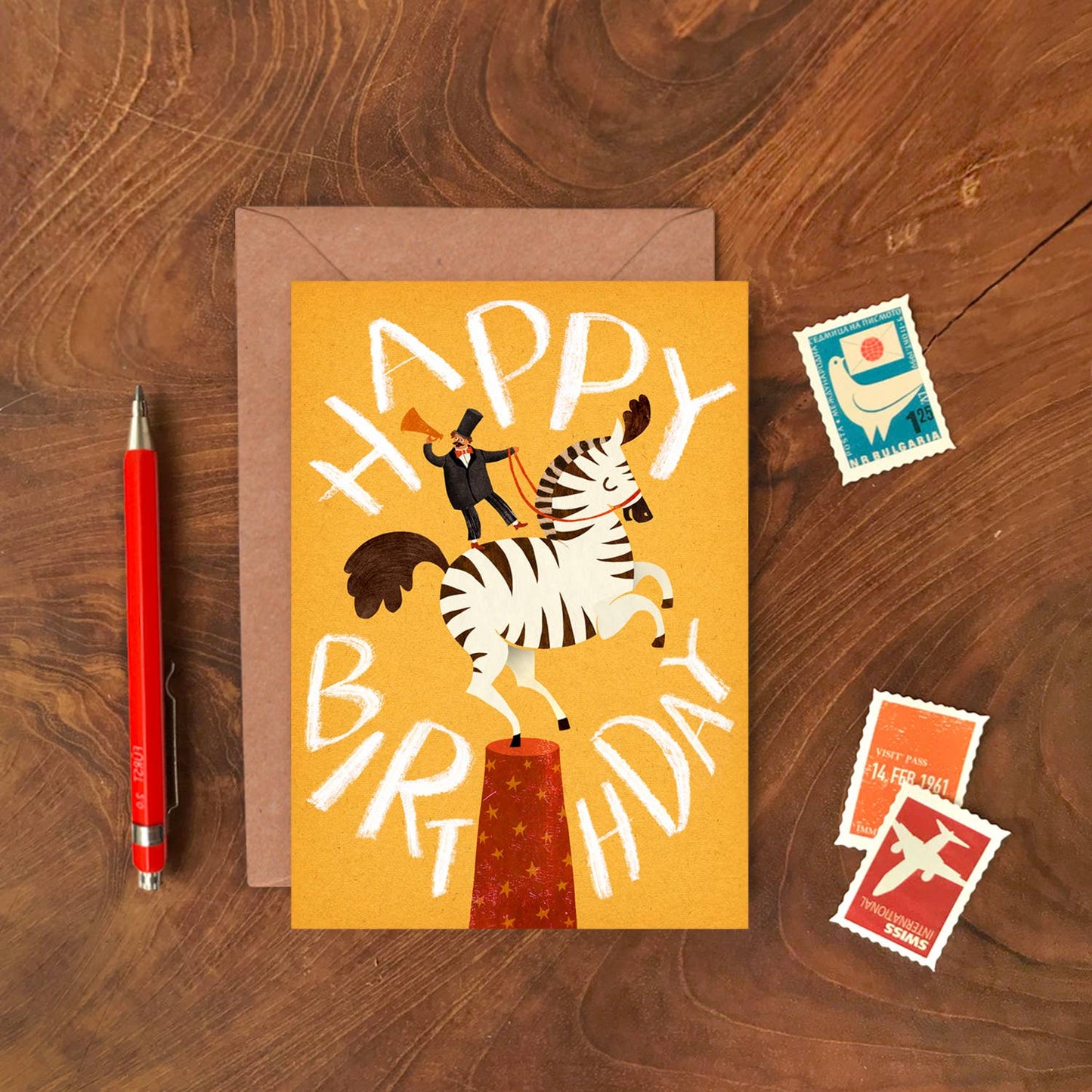 Happy Birthday Zebra Single Greeting Card