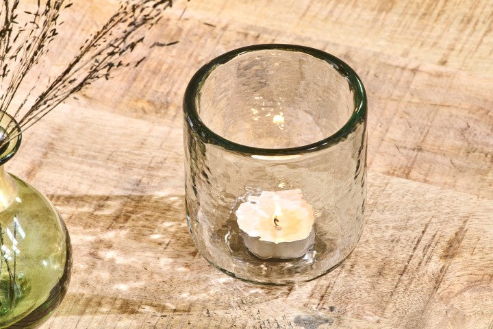 Hammered Recycled Glass Tealight Holder