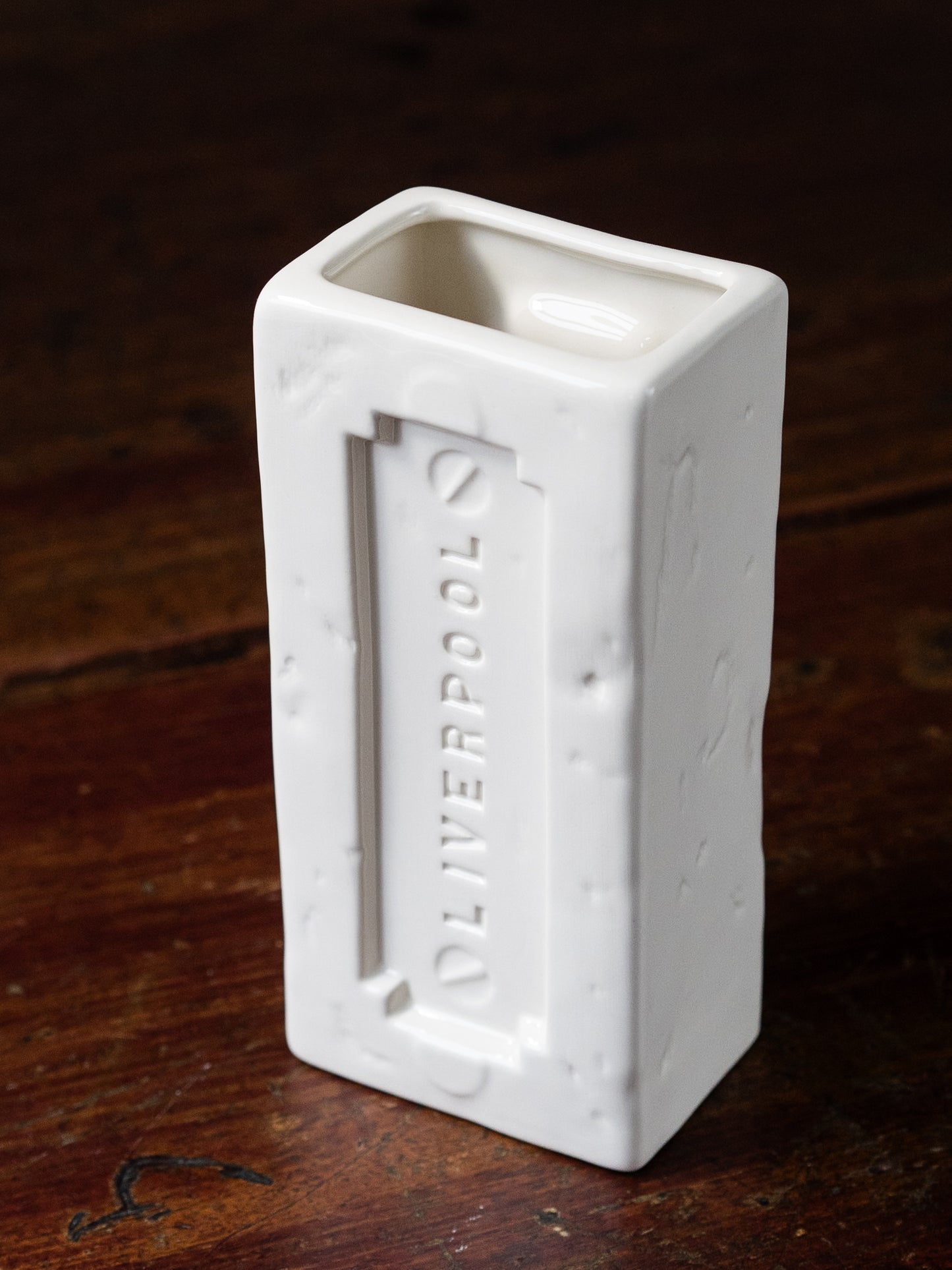 White Liverpool Brick Vase