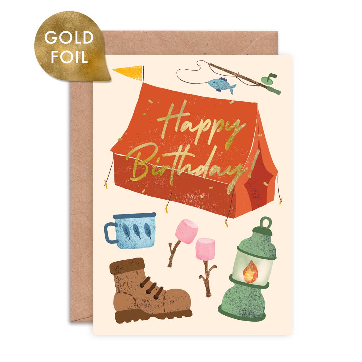 Birthday Camping Foiled Greeting Card