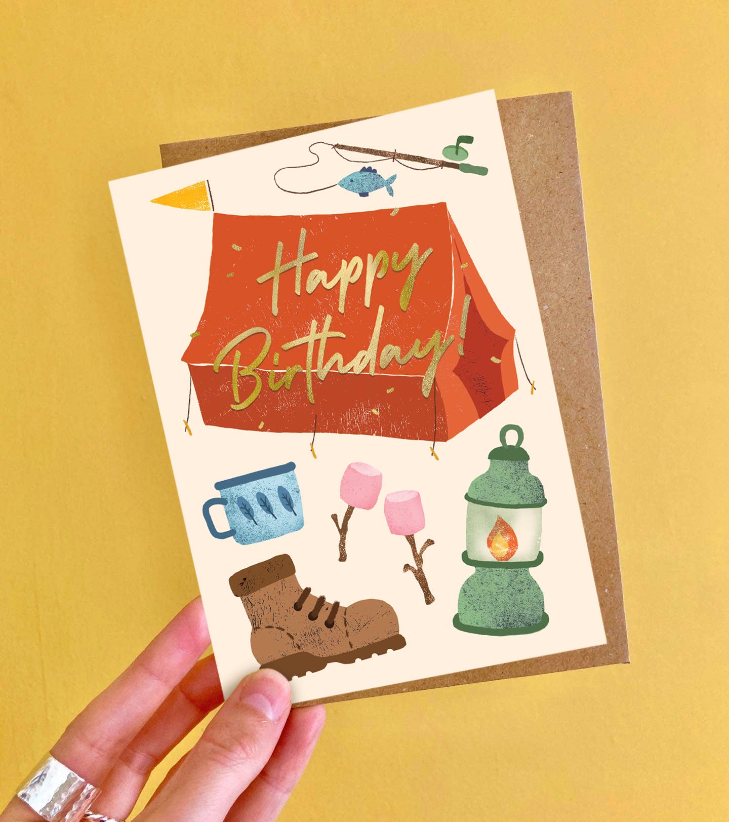 Birthday Camping Foiled Greeting Card