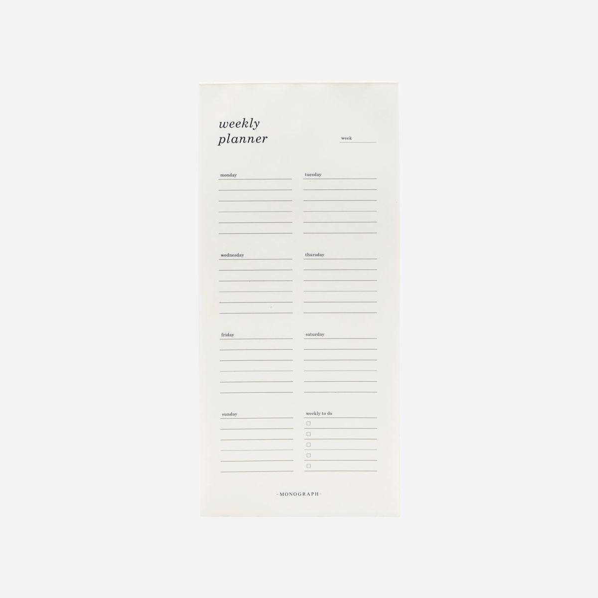 Weekly Desk Planner