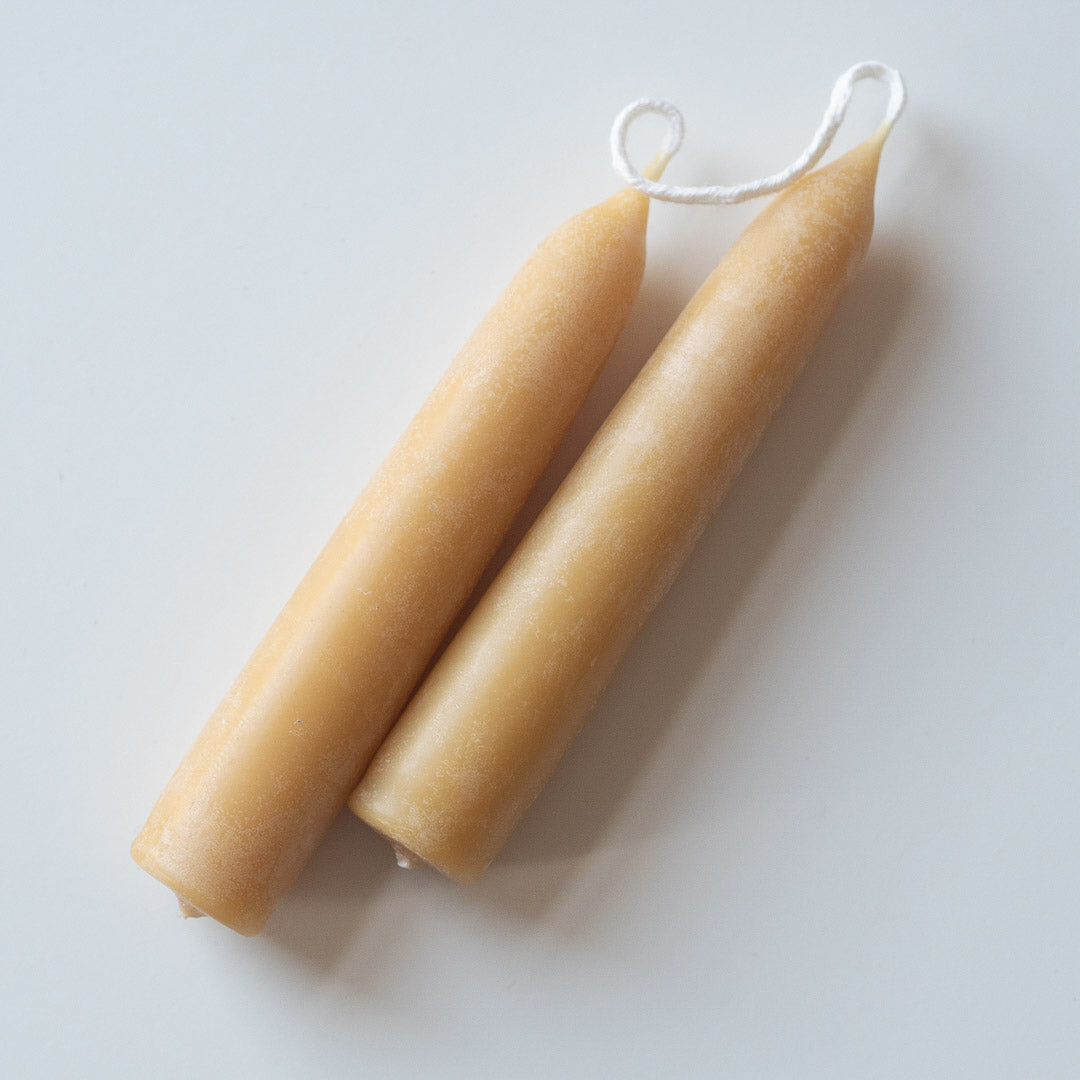 British Beeswax Short Dinner Candles (pair)