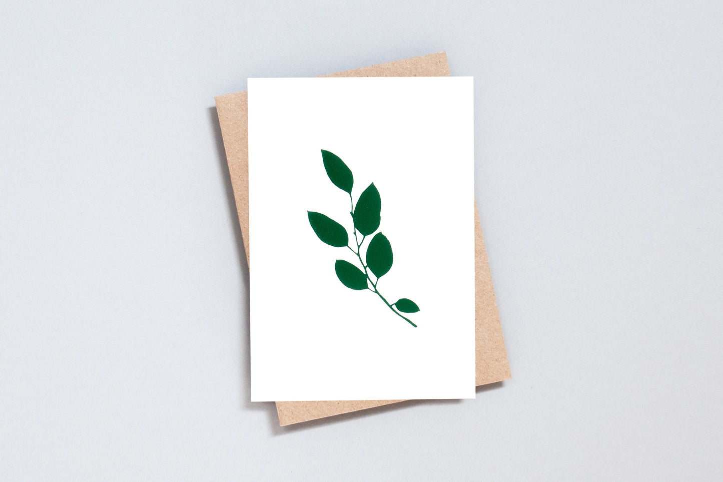 Foil Blocked Eucalyptus card - Green on Ivory