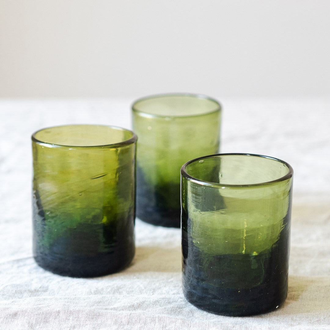 La Soufflerie straight sided drinking glass in olive