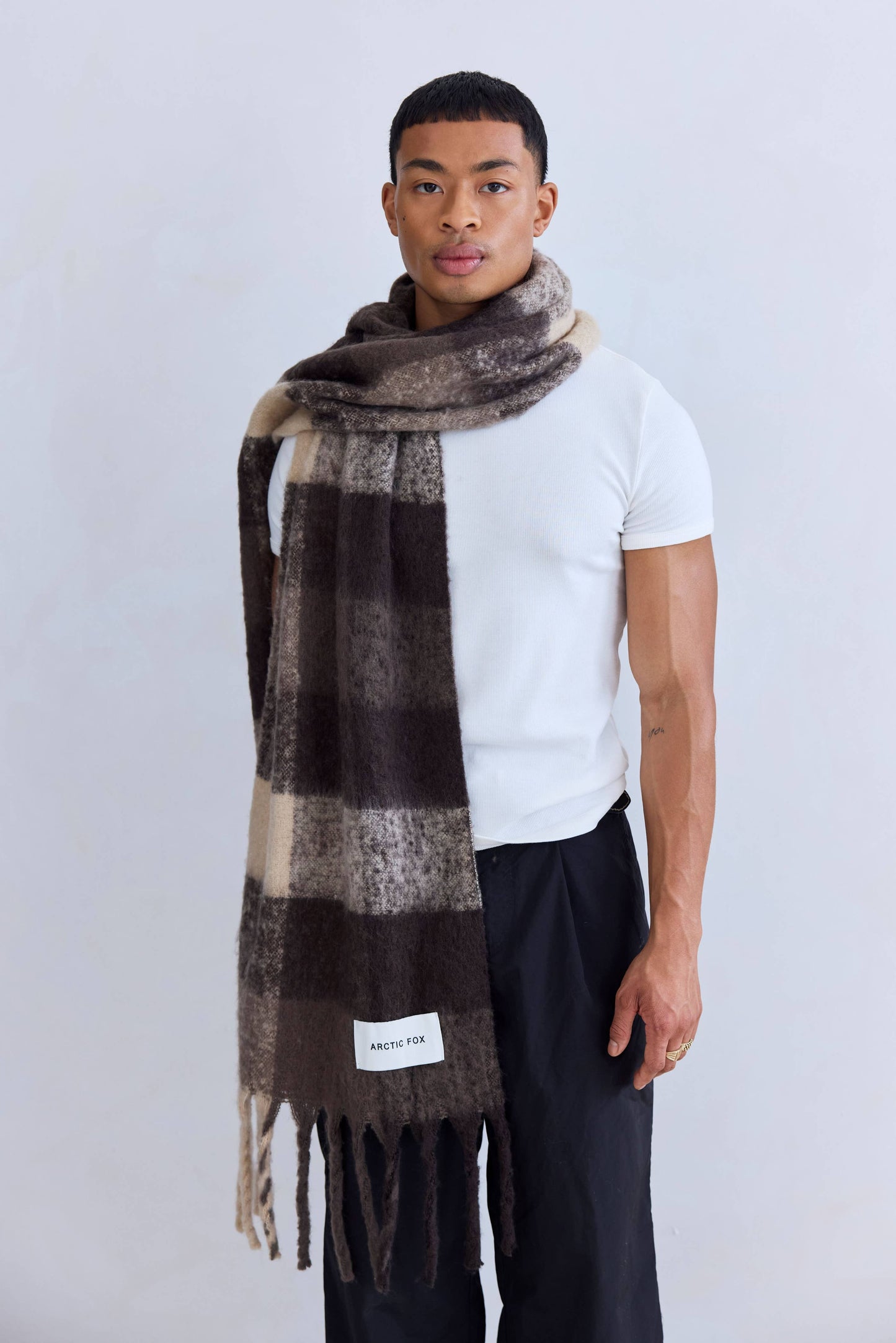 The Reykjavik Scarf - 100% Recycled - Brown Check - AW25