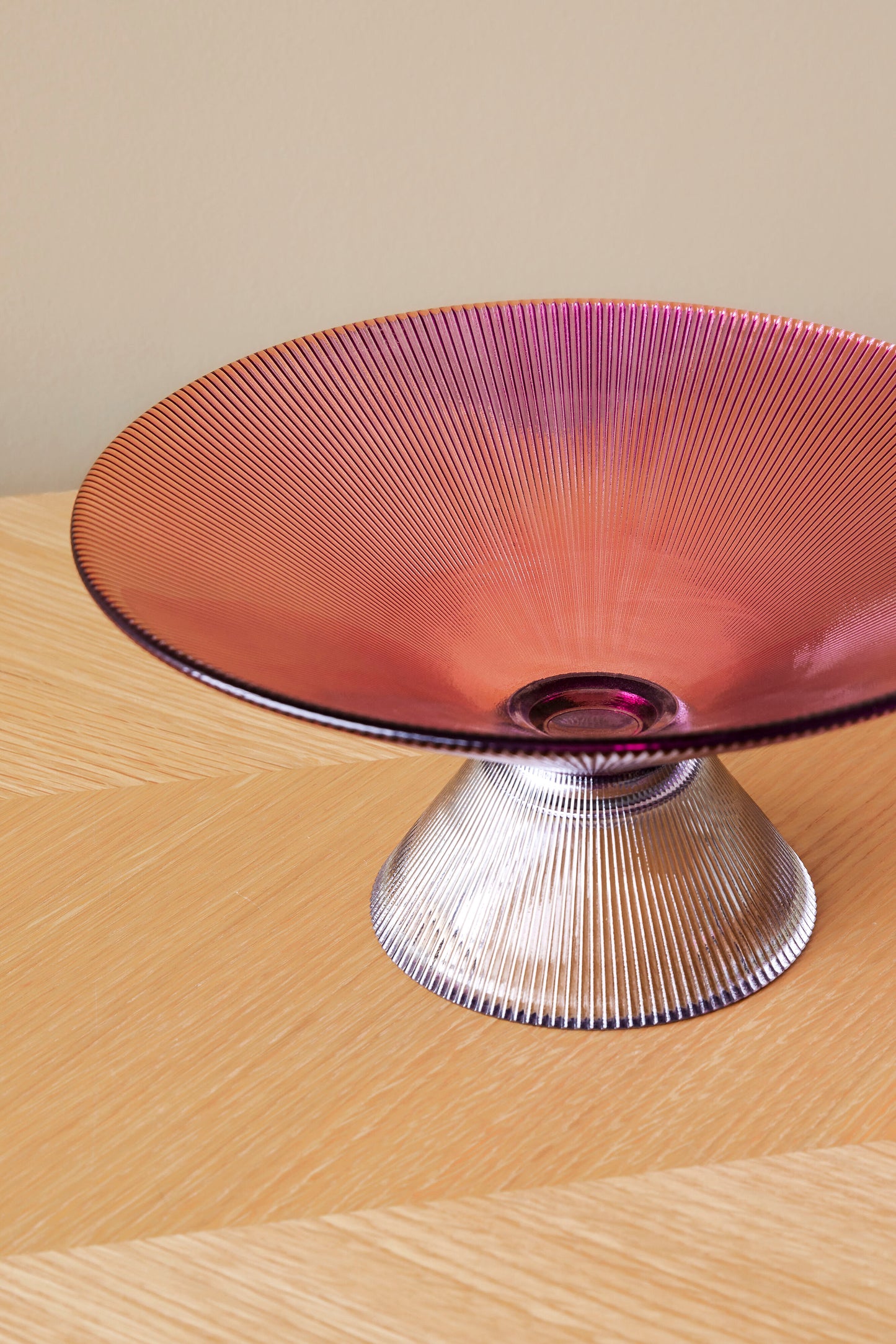 Structured Glass Bowl Grey/Pink