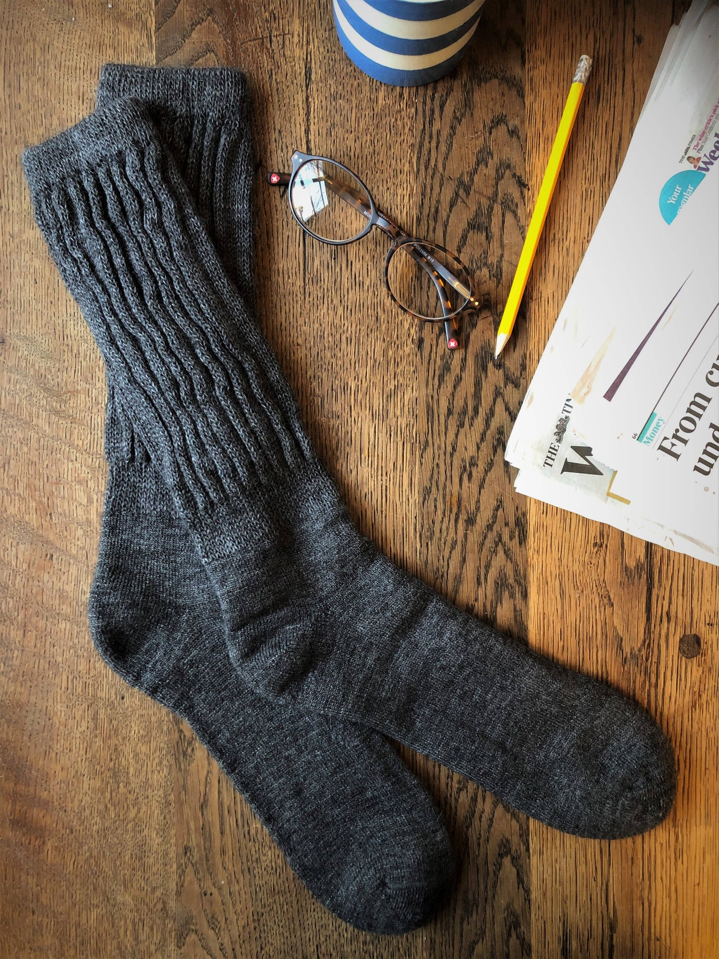 Alpaca Ribbed Socks Larger size