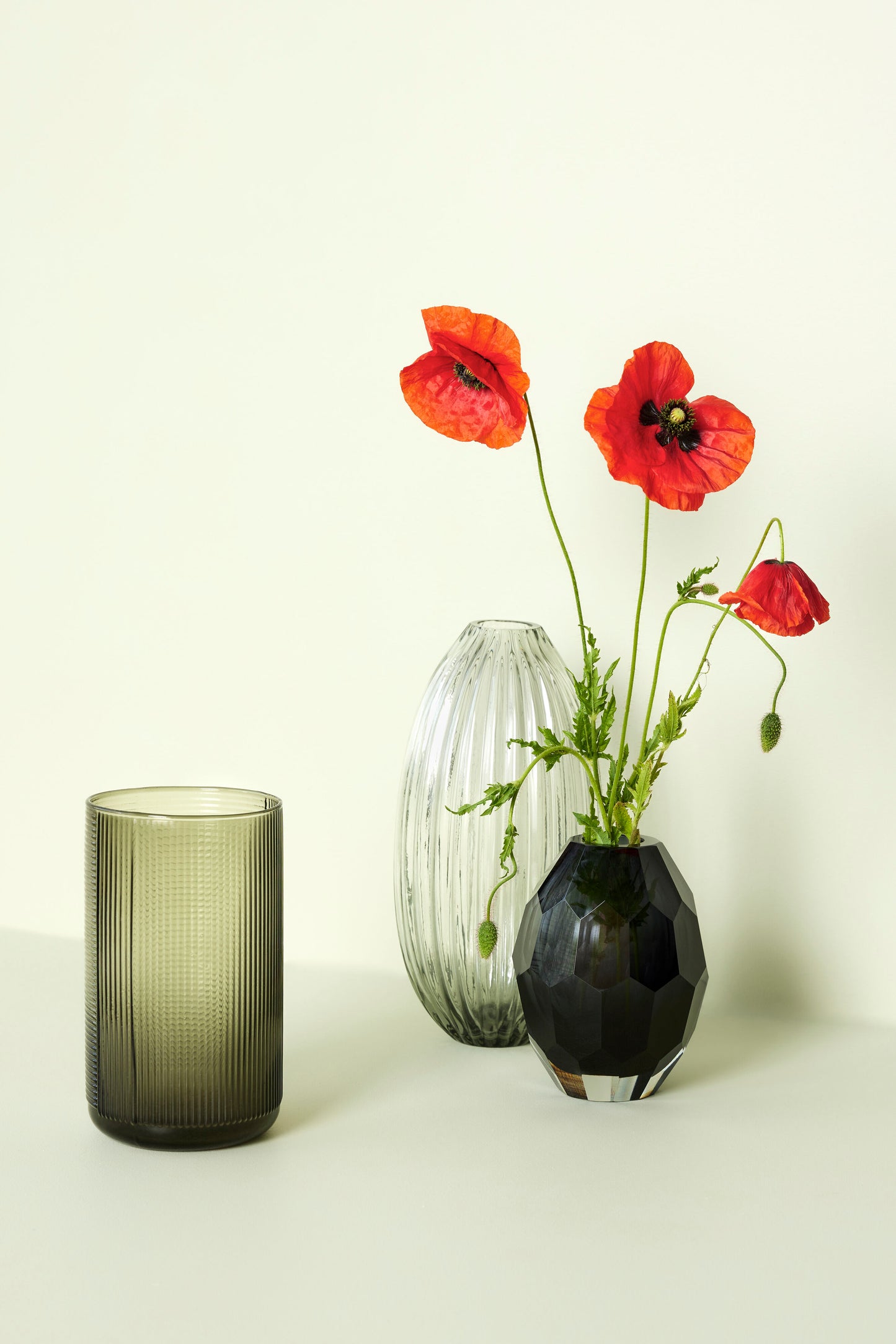 Scandi Smoked Glass Ripple Vase