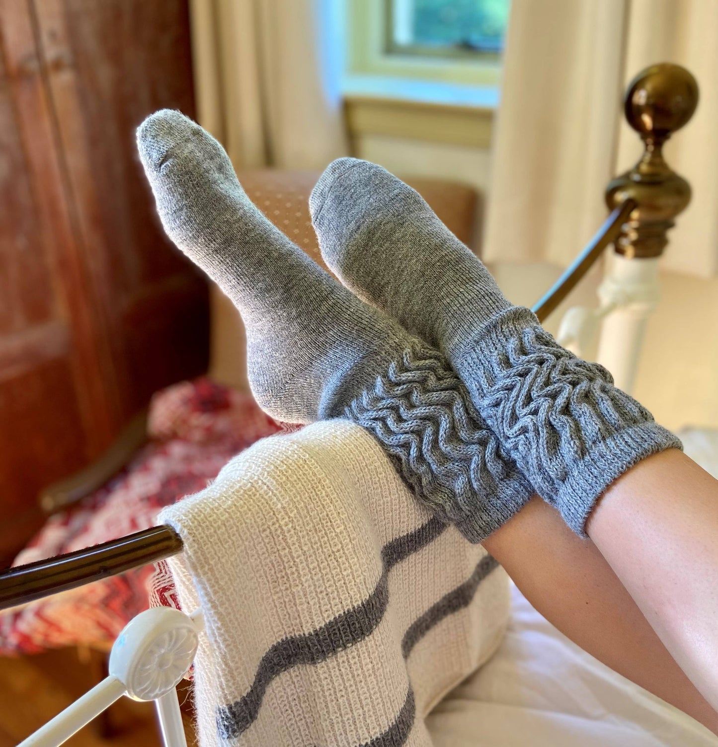 Cosy Alpaca Rib Knit Socks