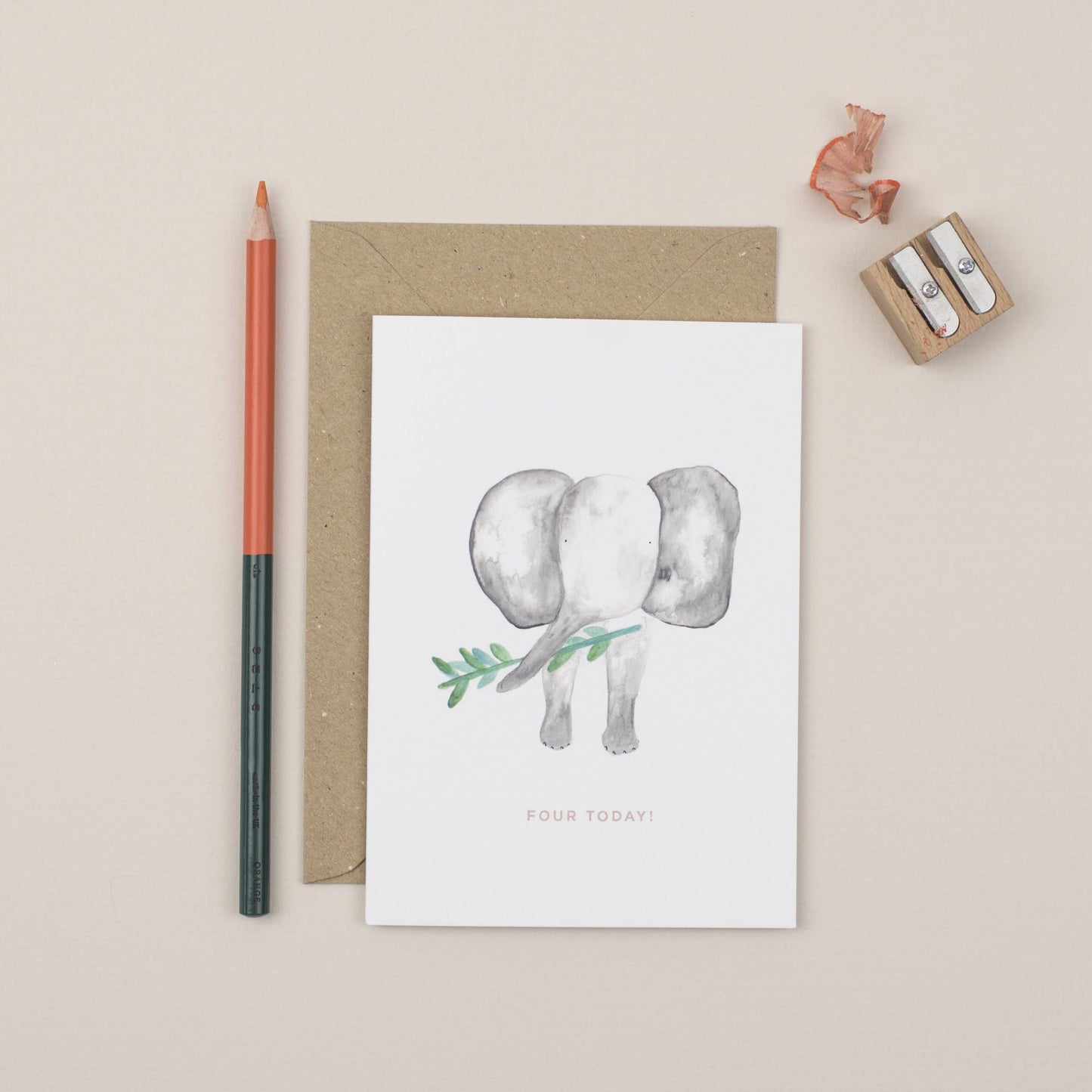 Elephant Fourth Birthday Card