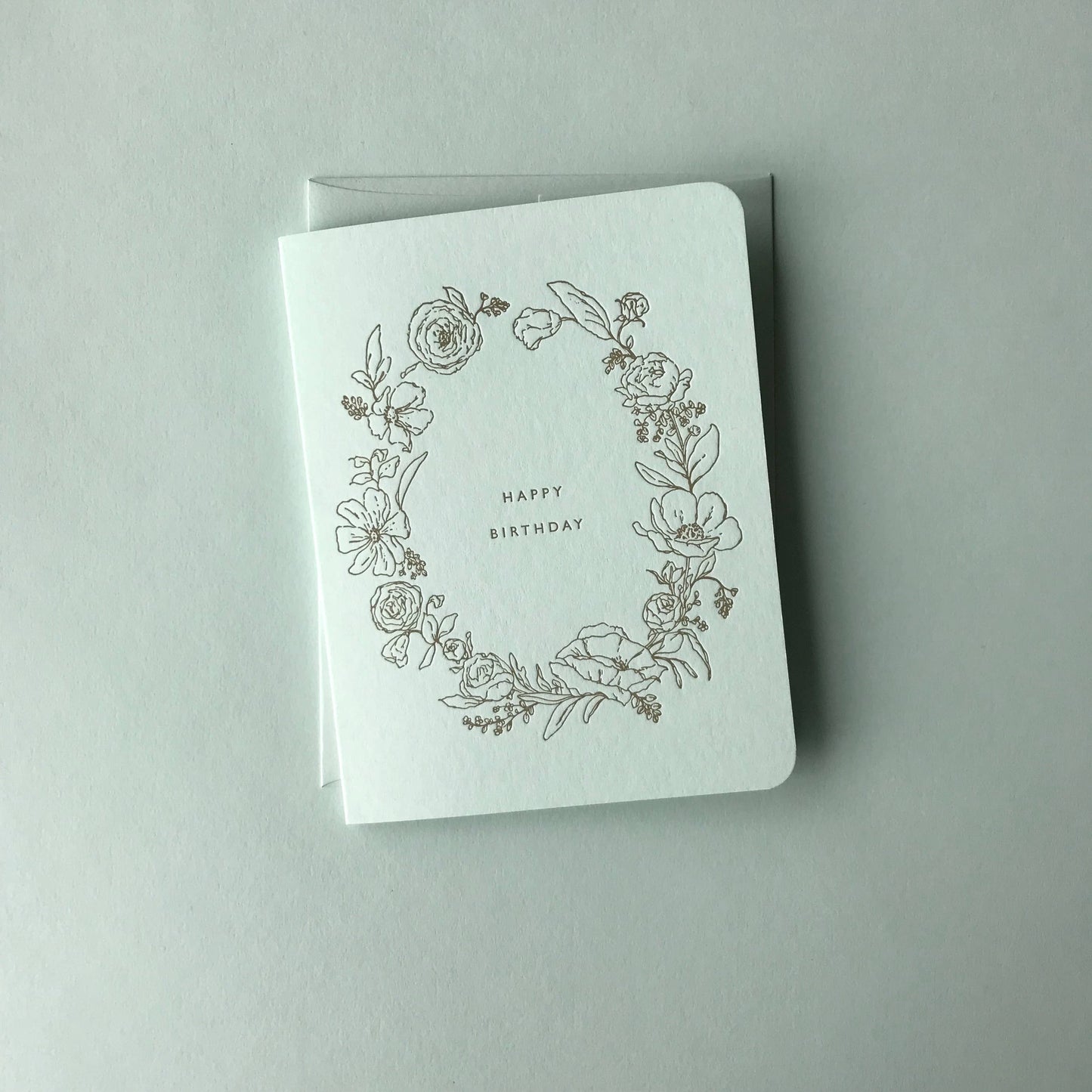 Floral Letterpress Happy Birthday