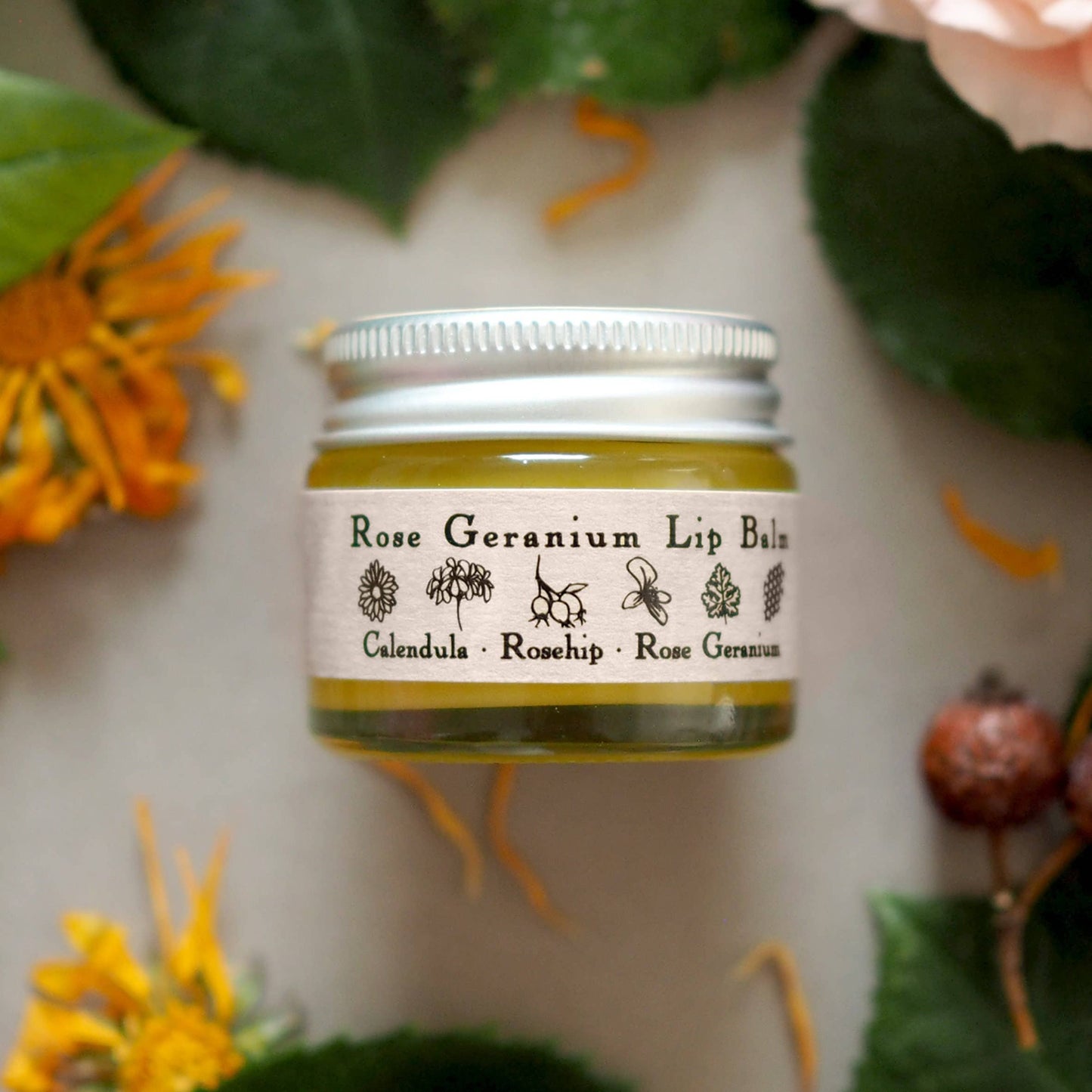 Rose Geranium Lip Balm | Organic Rosehip and Calendula