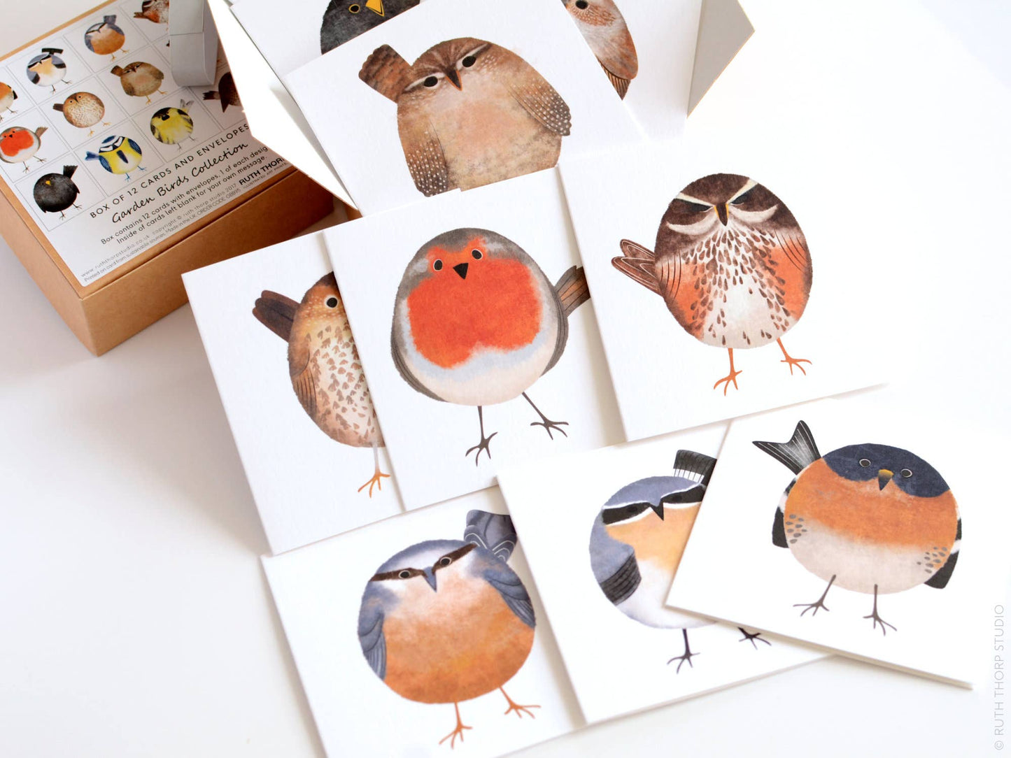 Box of 12 Small Notecards: Garden Birds Collection