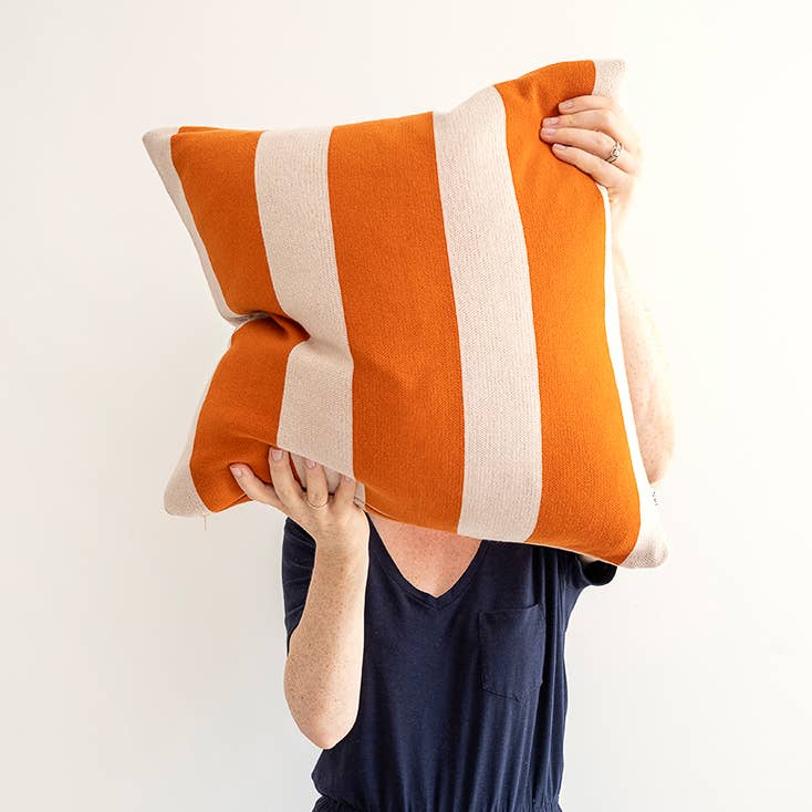 Cotton Knit Pillow/Cushion - Enkel Burnt Orange