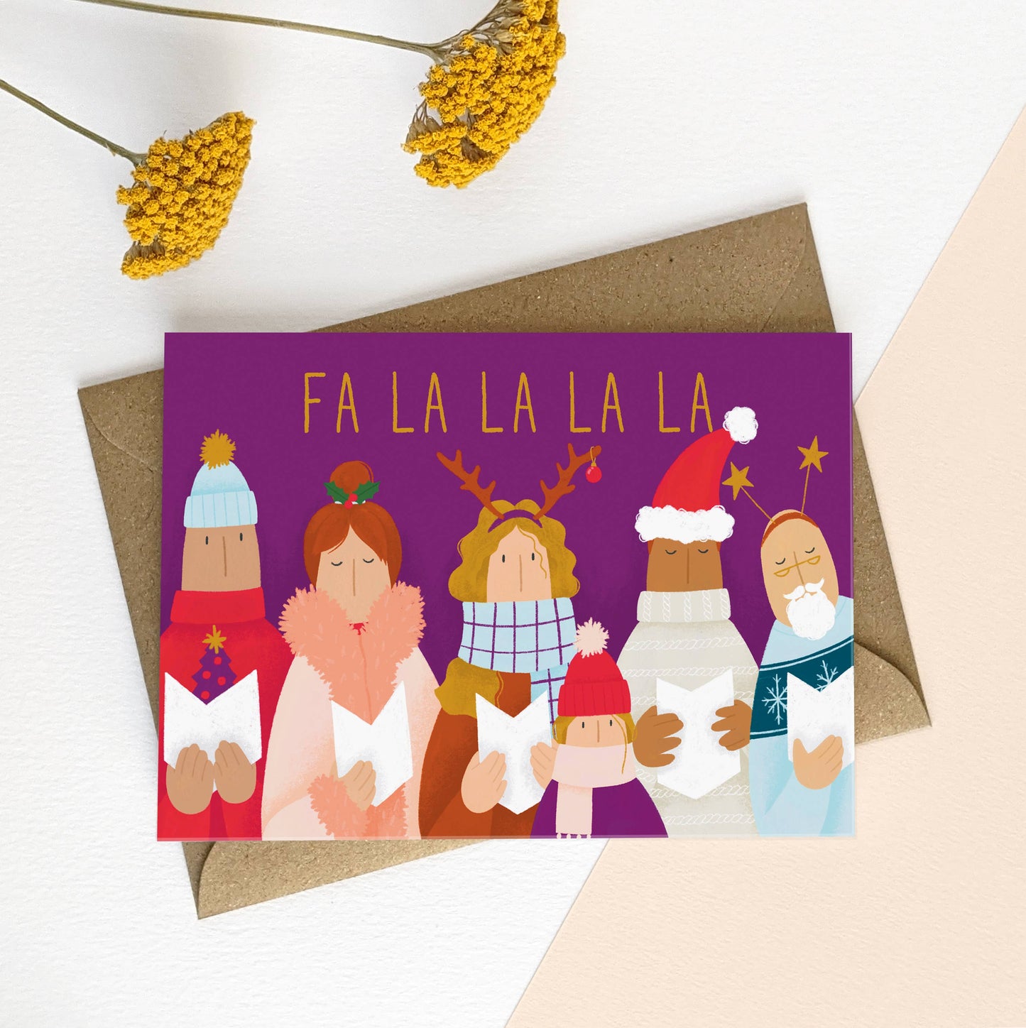 Carol Singers Illustrated Christmas Card