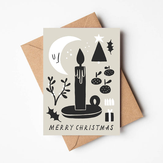 'Merry Christmas' Black and White Christmas Card