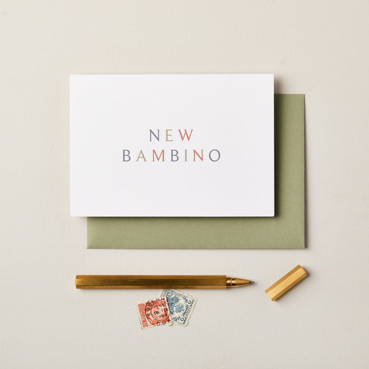 New Bambino Baby Boy Card | New Baby Card | New Parents Card