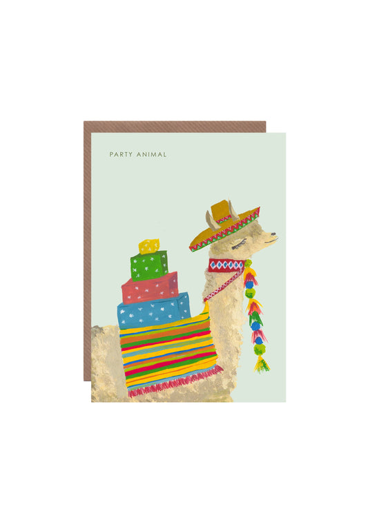 'Party Llama' Birthday Greetings Card