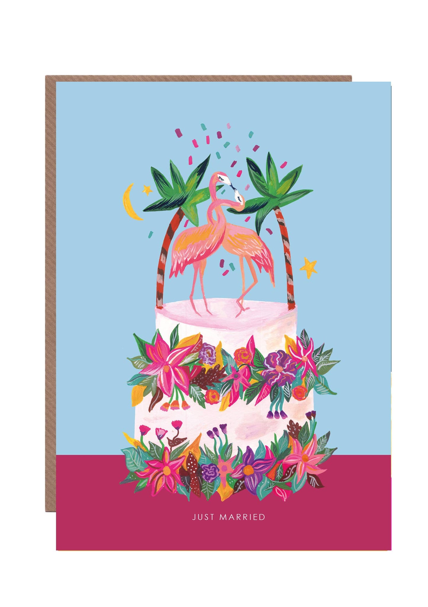 'Flamingo Wedding Cake' Wedding Greetings Card