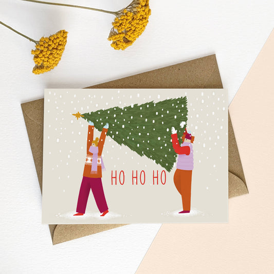 Christmas Tree Couple Illustrated Christmas Card