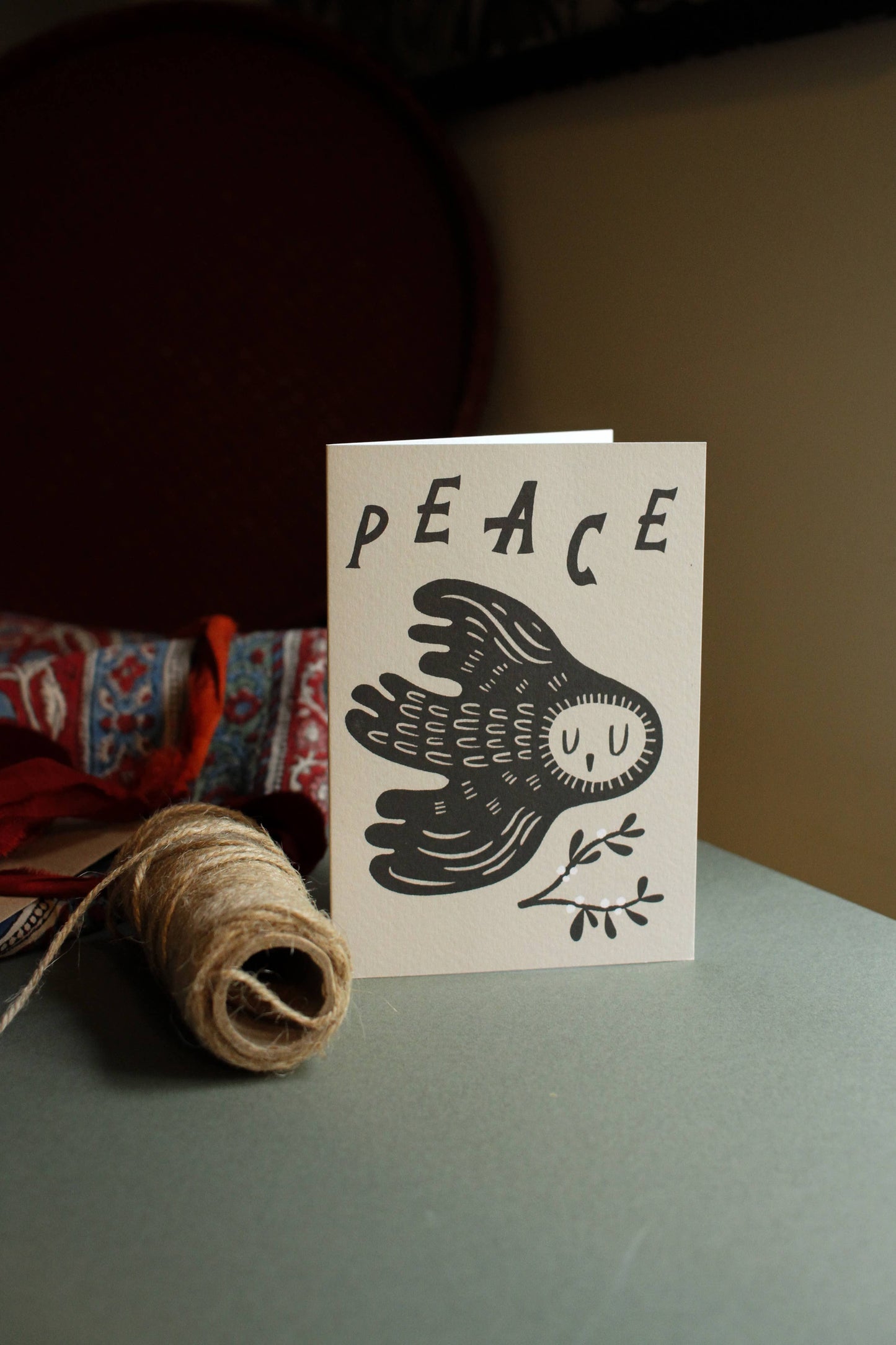 'Peace' Sleepy Owl Christmas Card
