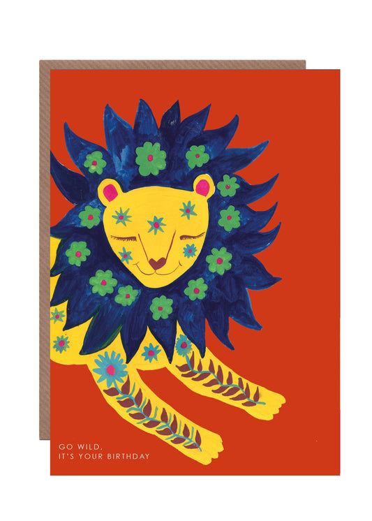 'Decorative Lion' Birthday Greetings Card