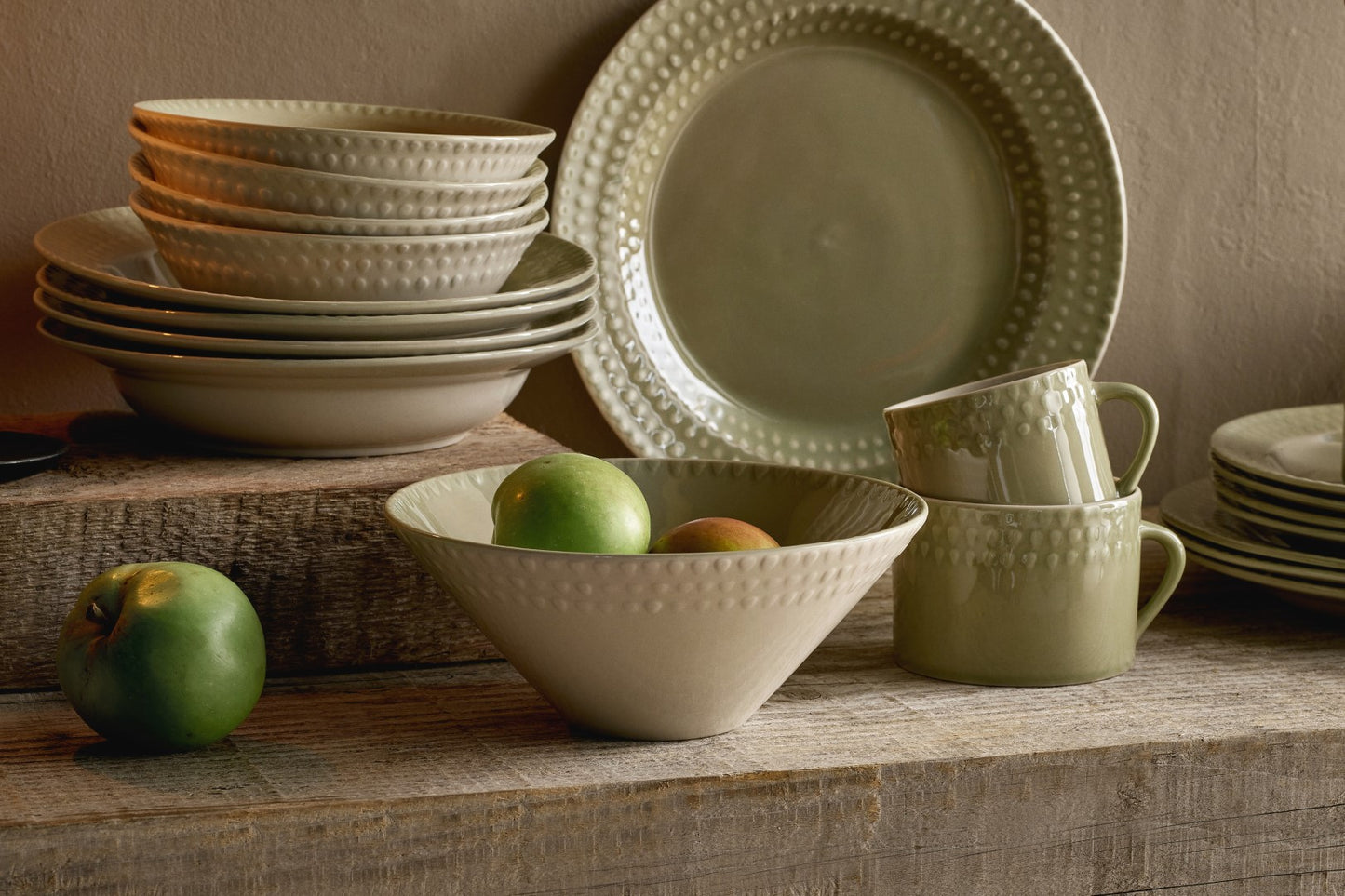 Retro sage green serving bowl