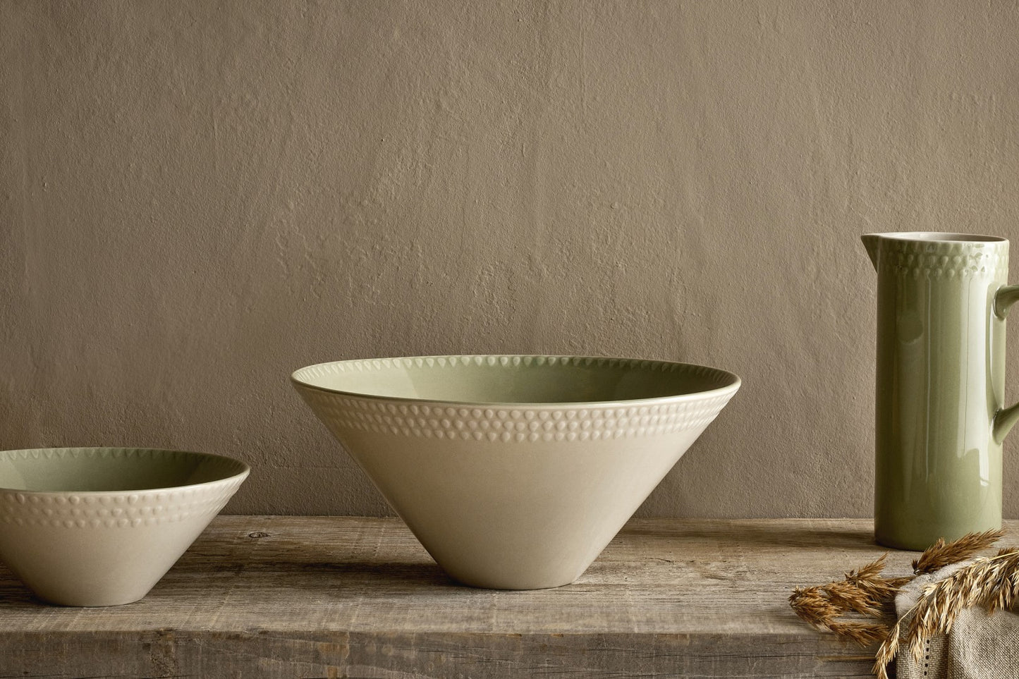 Retro sage green serving bowl