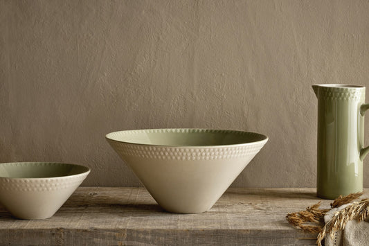 Retro sage green serving bowl