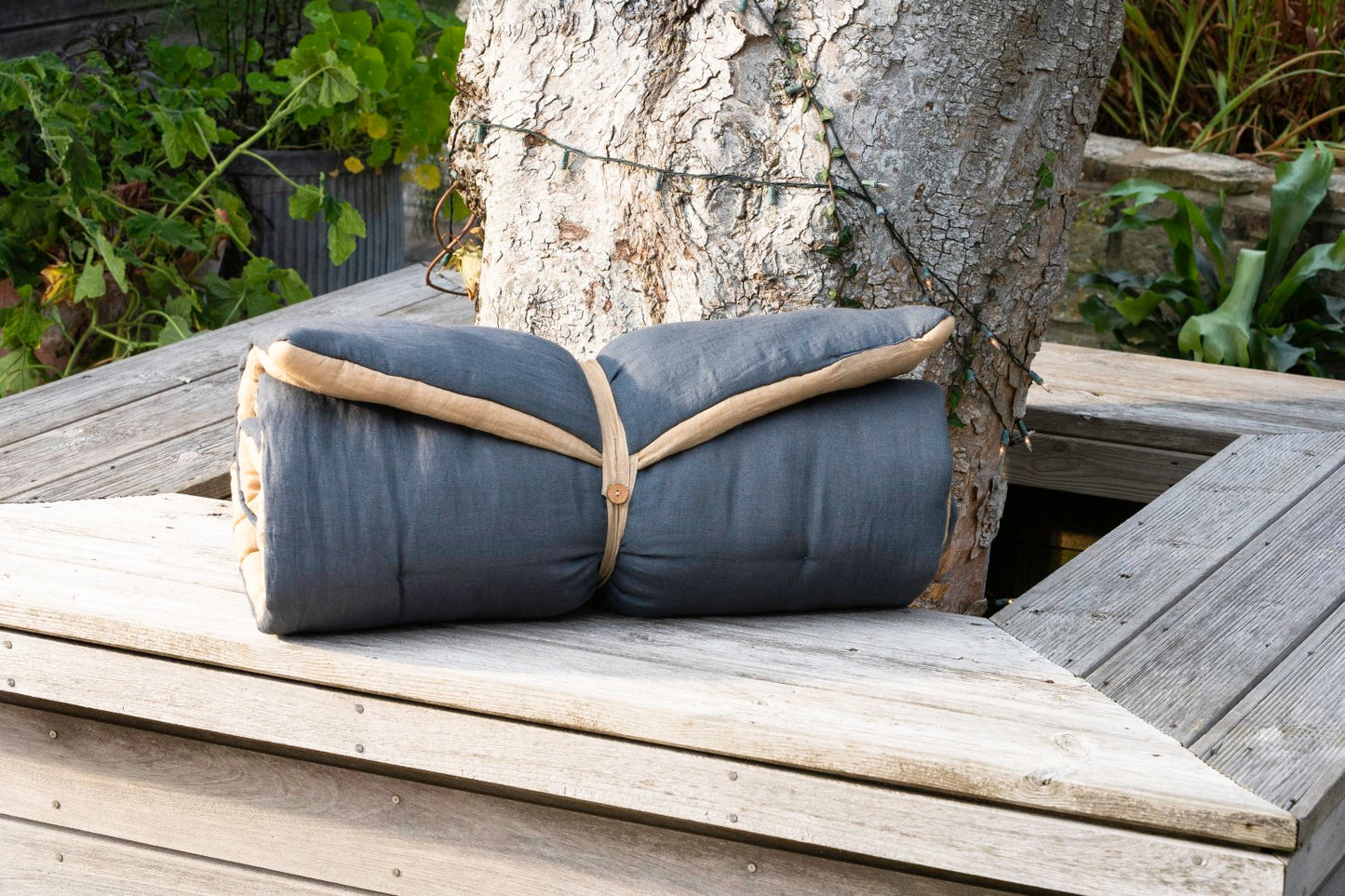 Natural Linen Floor Mattress - slate