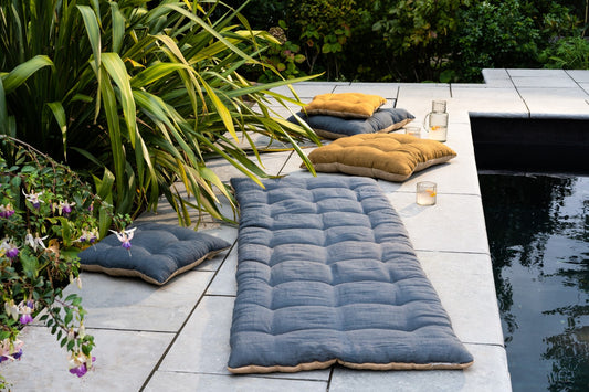Natural Linen Floor Mattress - slate