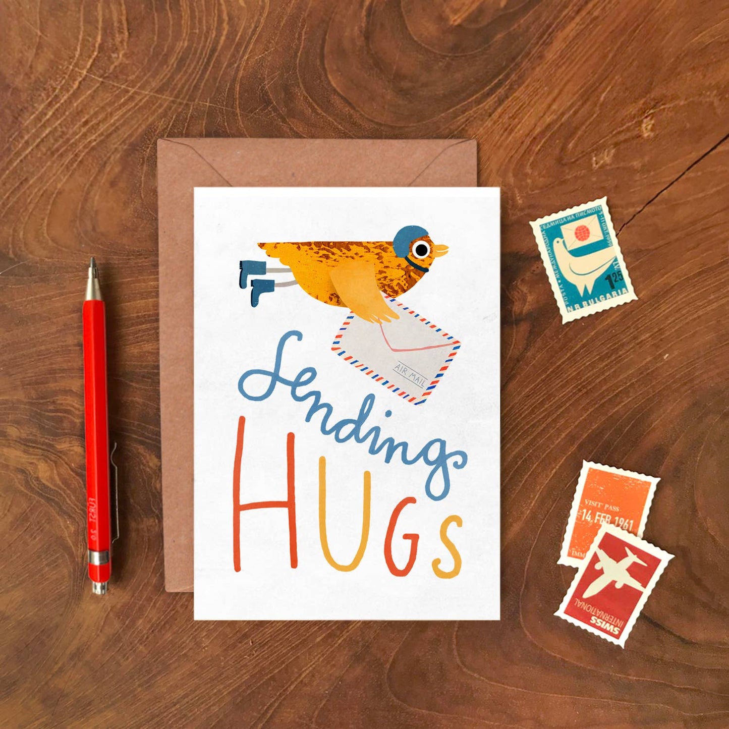 Sending Hugs Single Greeting Card