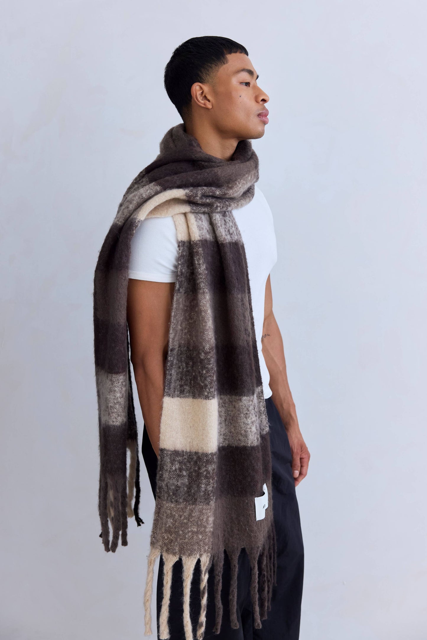 The Reykjavik Scarf - 100% Recycled - Brown Check - AW25