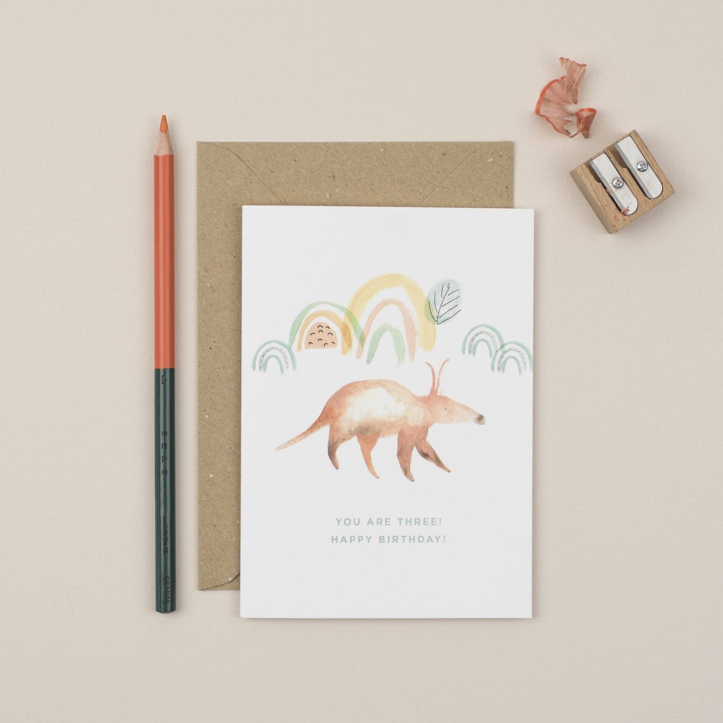 Aardvark Third Birthday Card