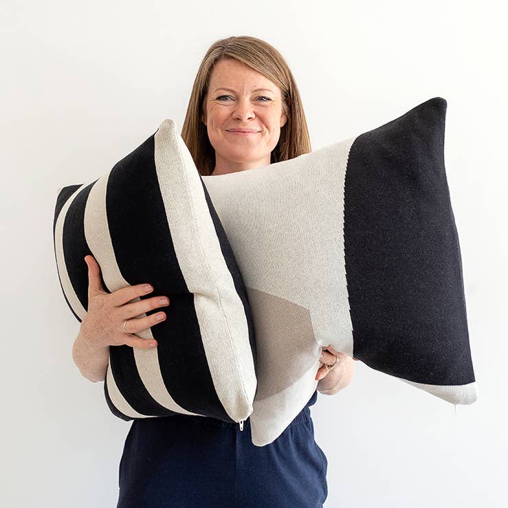 Cotton Knit Pillow/Cushion - Enkel Black