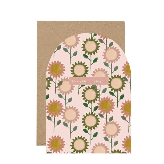 'Happy Birthday' sunflower curved card