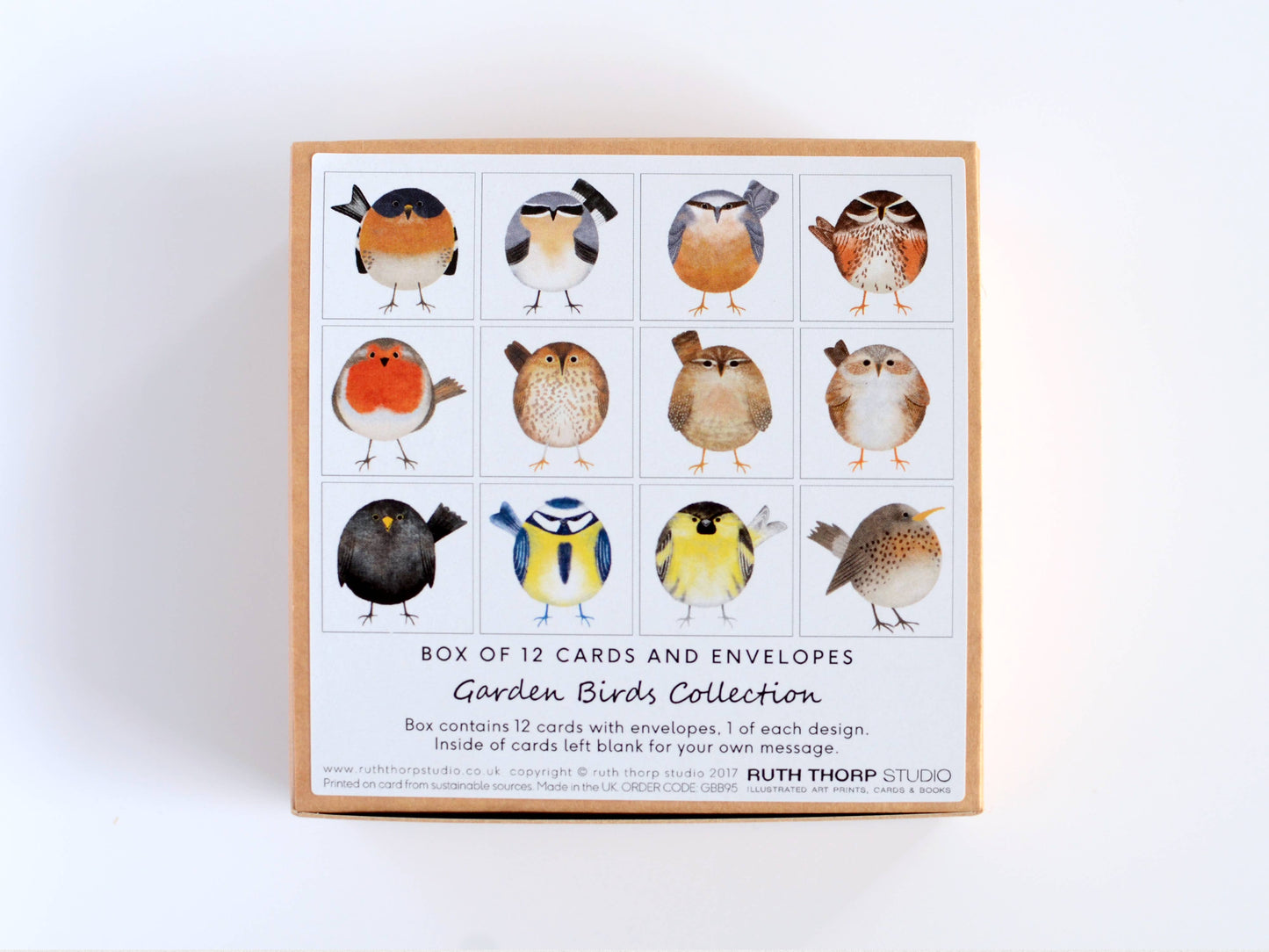 Box of 12 Small Notecards: Garden Birds Collection