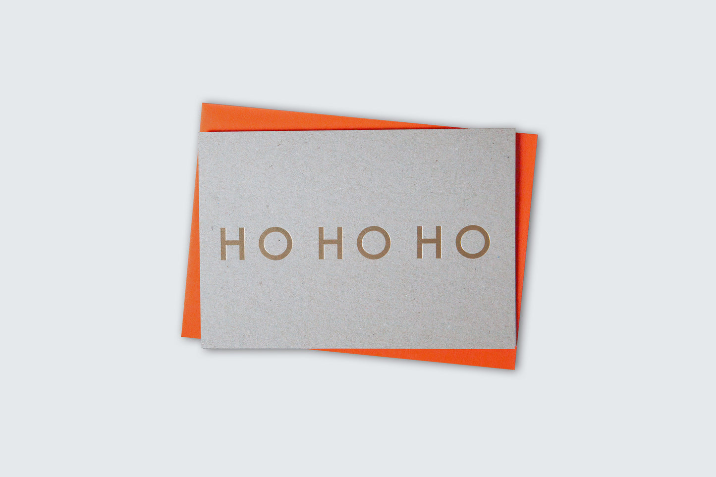 Foil Blocked Hohoho card - Brass on Recycled Grey