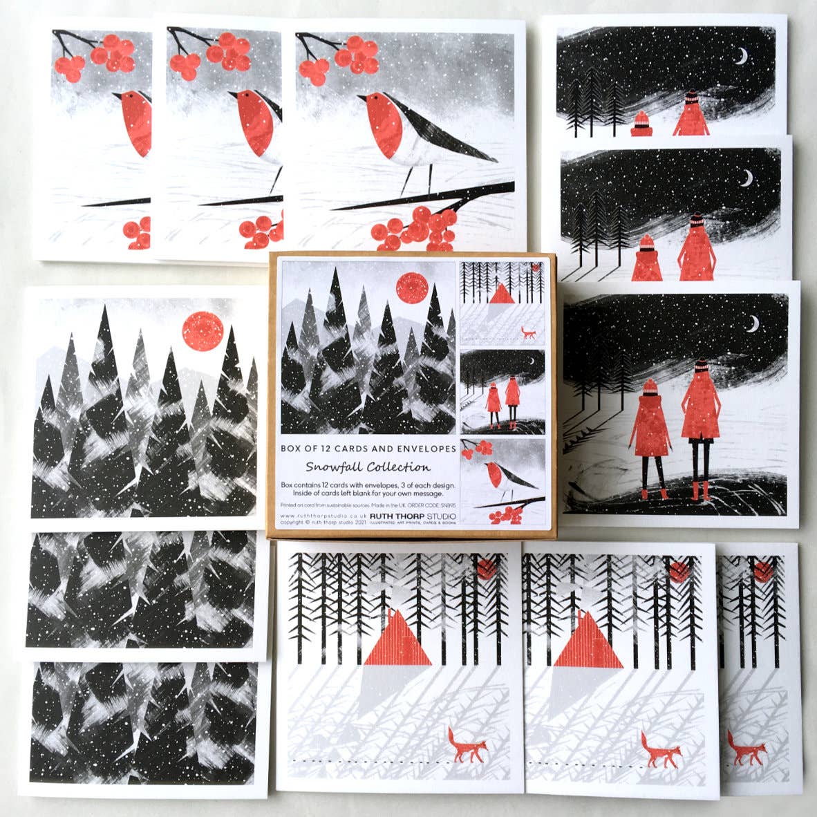 Box of 12 Small Notecards: Snowfall Collection