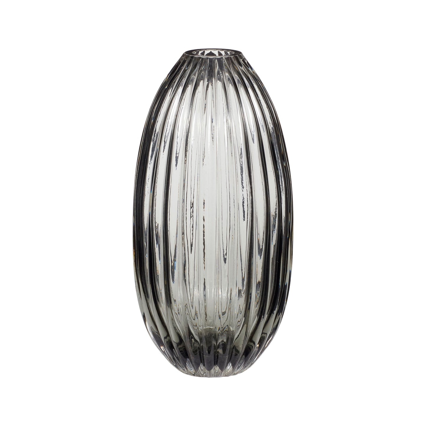 Scandi Smoked Glass Ripple Vase