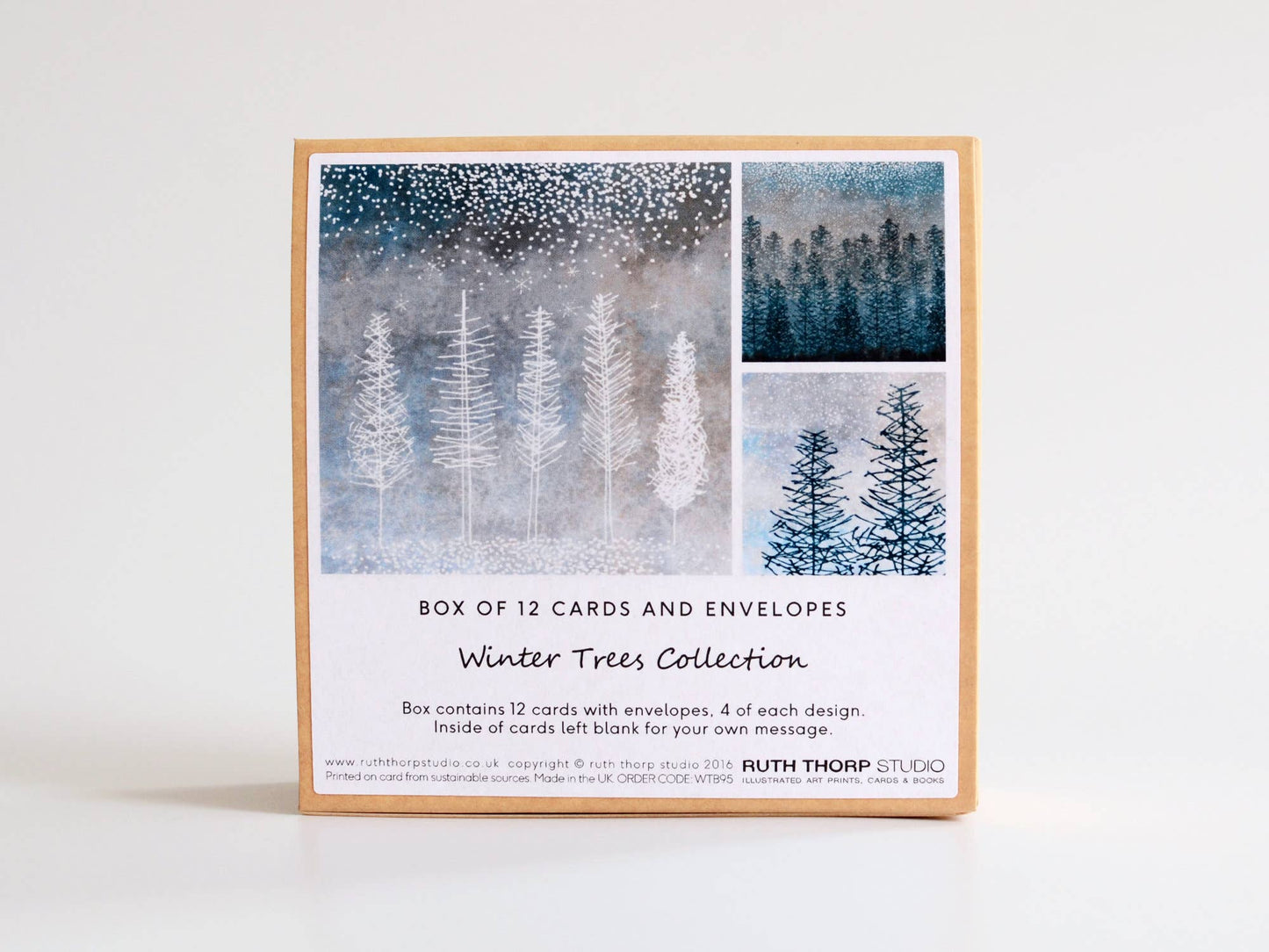 Box of 12 Small Notecards: Winter Trees Collection