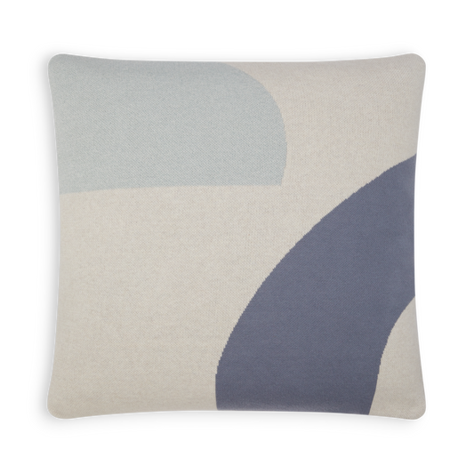 Cotton Knit Pillow/Cushion - Form Blue & Aqua